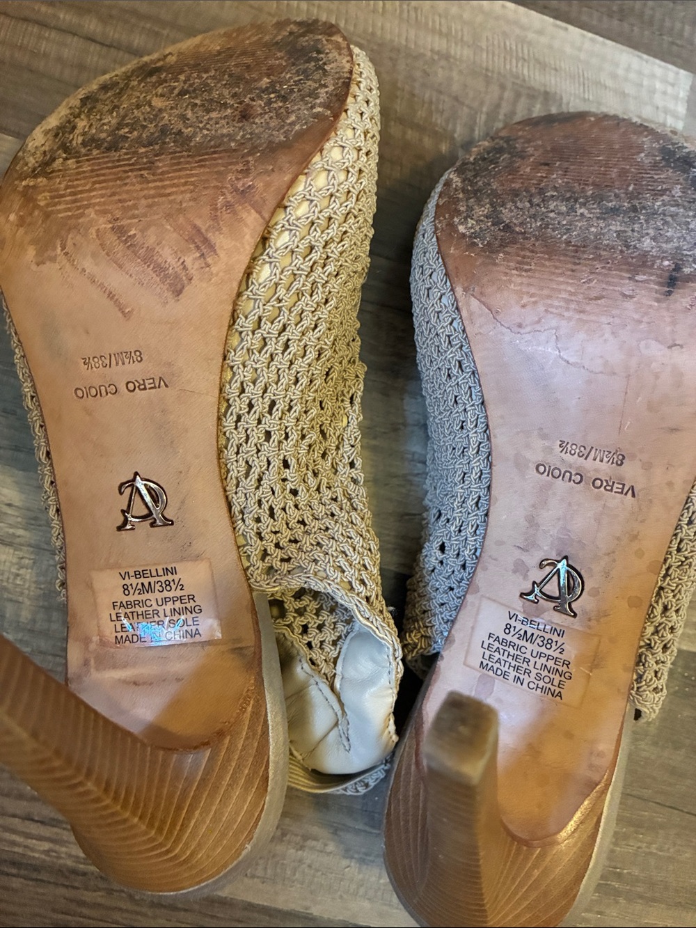 Vince Camuto Beige Crochet Peep-Toe Heels - Picture 13 of 16